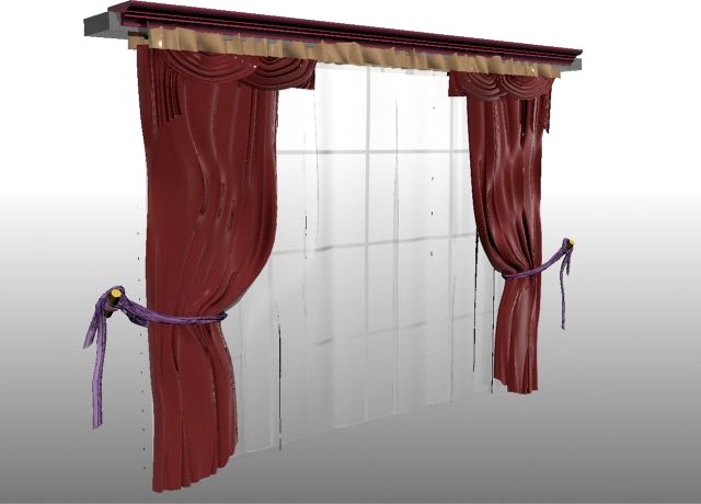 Curtain classic style 01 Bordo 3D Model