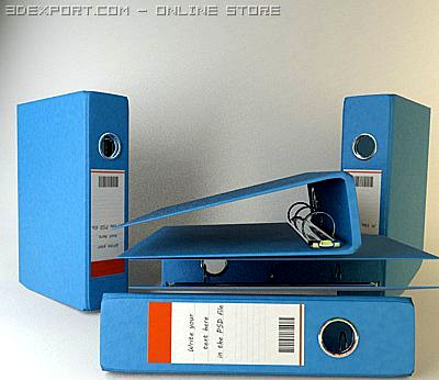 Binder Notebook Blue 3 3D Model
