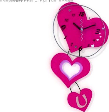 Heart Shaped Wall Clock 3D Model