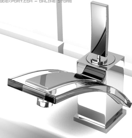 Single Handle Chrome Bathroom Sink Faucet 3D Model