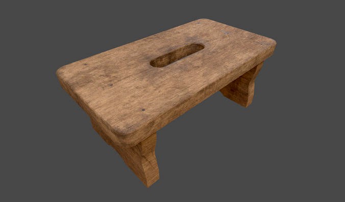 Traditional Balkan vintage wooden stool