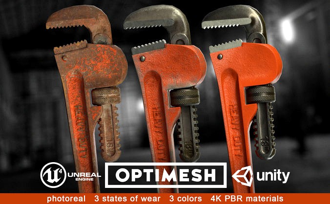 Pipe wrench - 3D PBR model