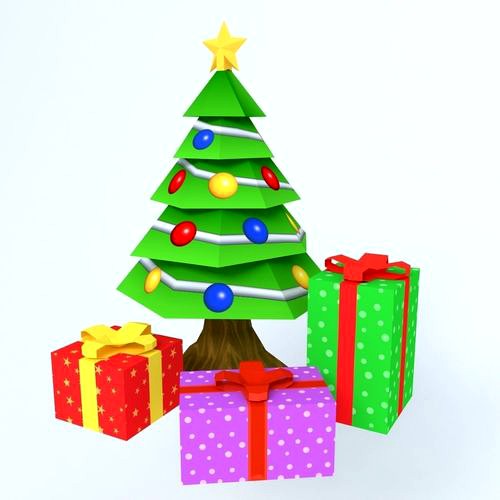 Christmas tree Cartoon low poly