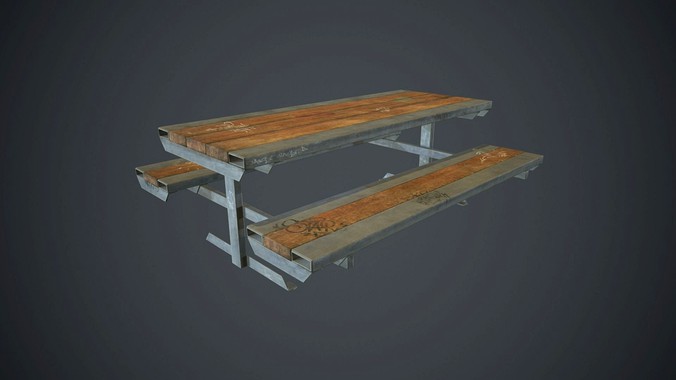 Skatepark Table With Bench PBR Game Ready