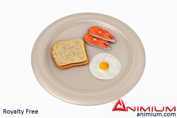 Bread Egg and Salmon 3d model