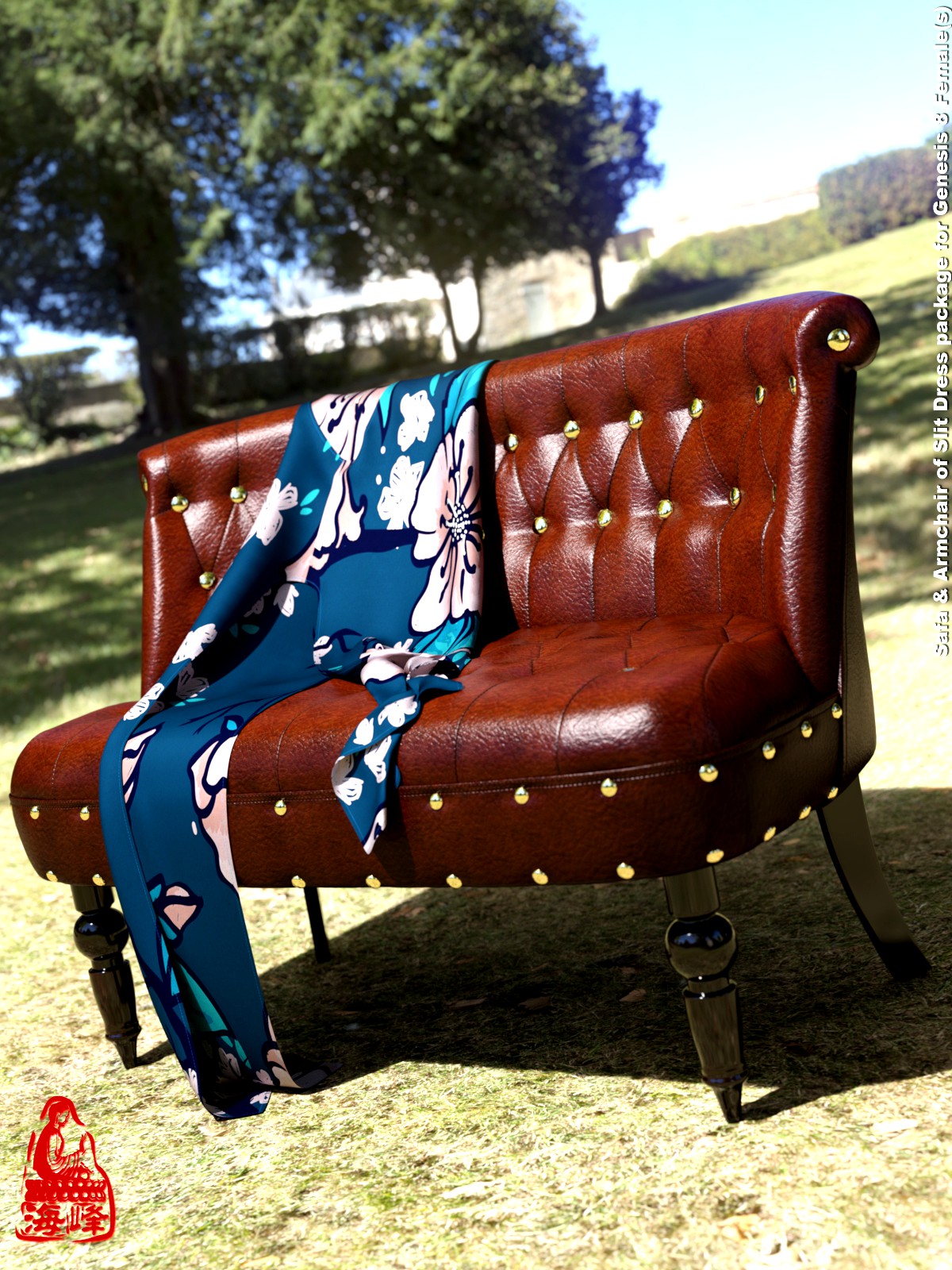 Sofa & Armchair of Slit Dress Package for Genesis 8 Females