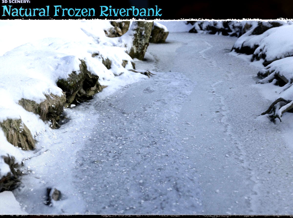 3D Scenery: Frozen Natural Riverbank