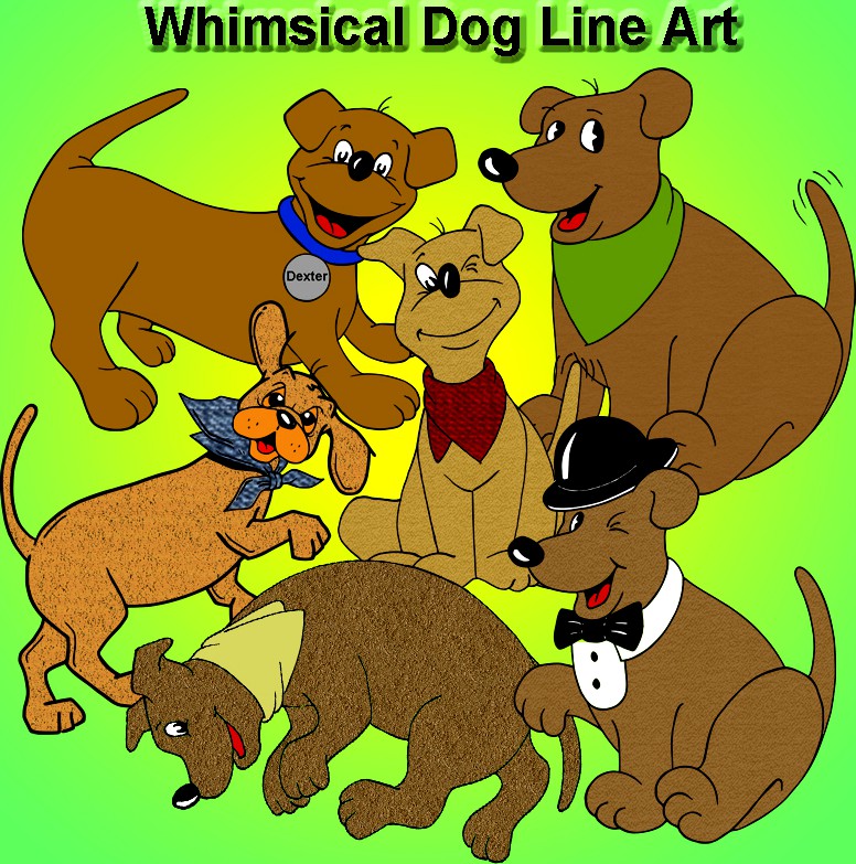 Whimsical Dog LineArt