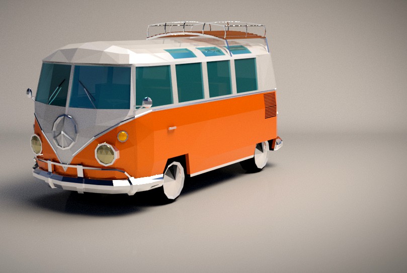 Low-Poly Cartoon Camper Van - Extended License