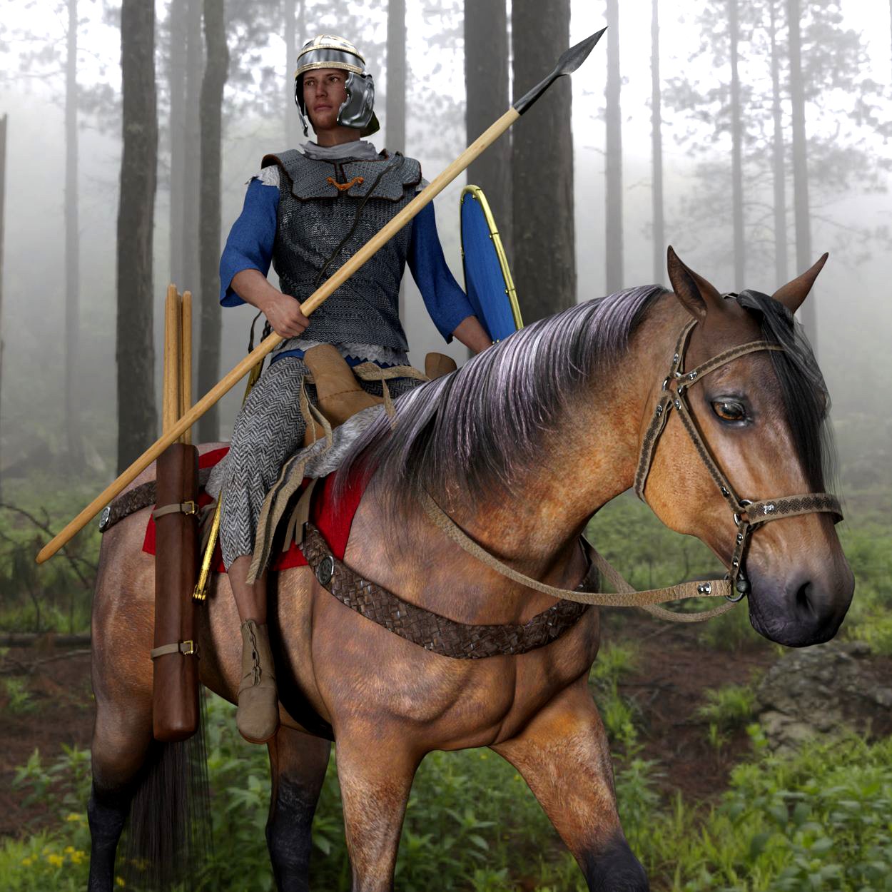 dForce Roman Cavalry for Genesis 8 Male and Daz Horse 2