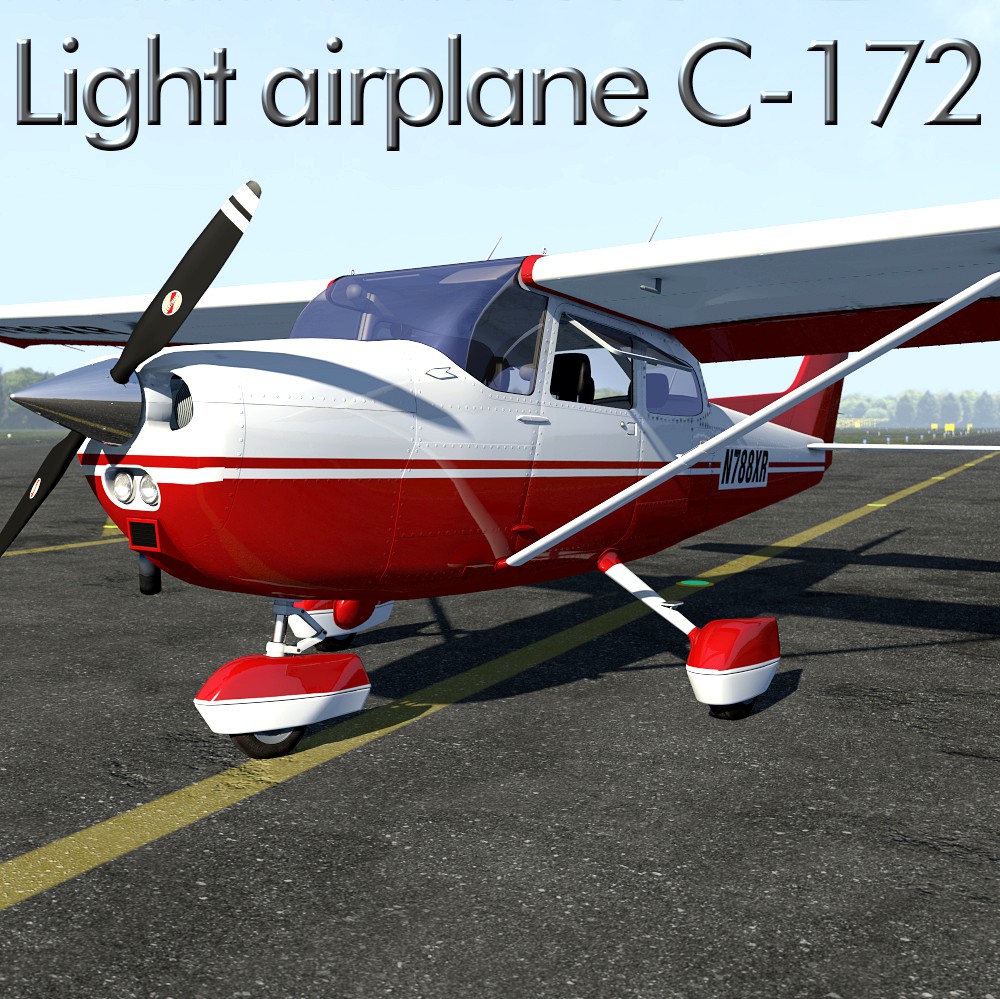Light airplane C-172 for Poser