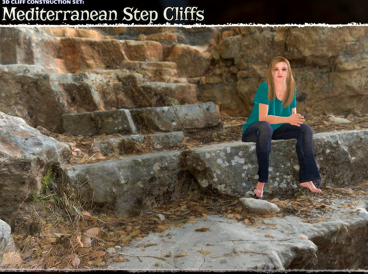 3D Cliff Construction Set: Mediterranean Step Cliffs