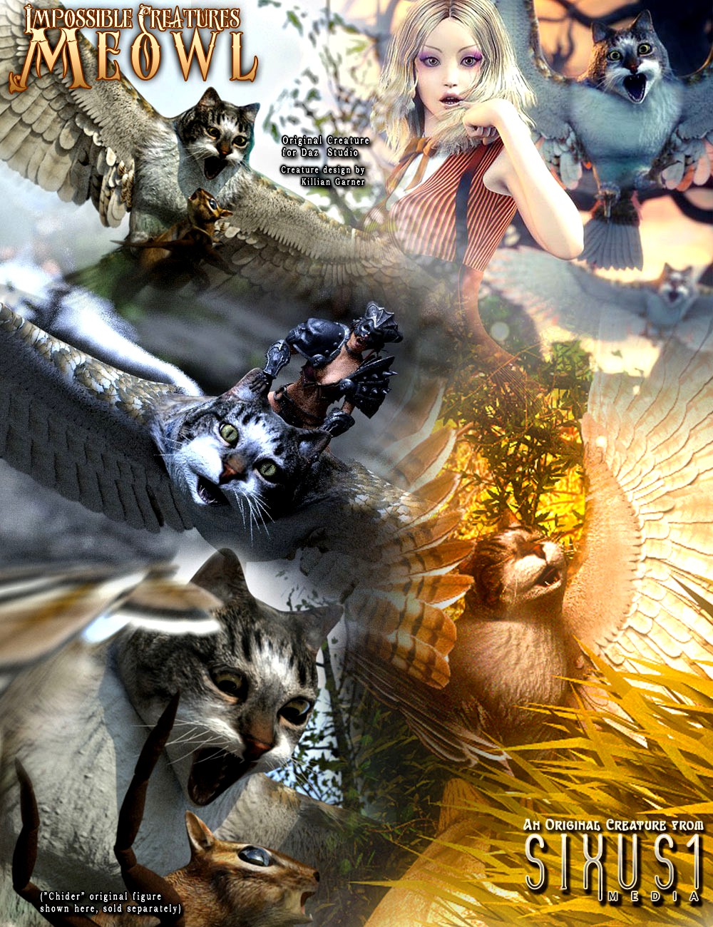 Impossible Creatures: Meowl for Daz Studio