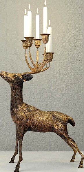 Oversize Brass Deer Candle Holder