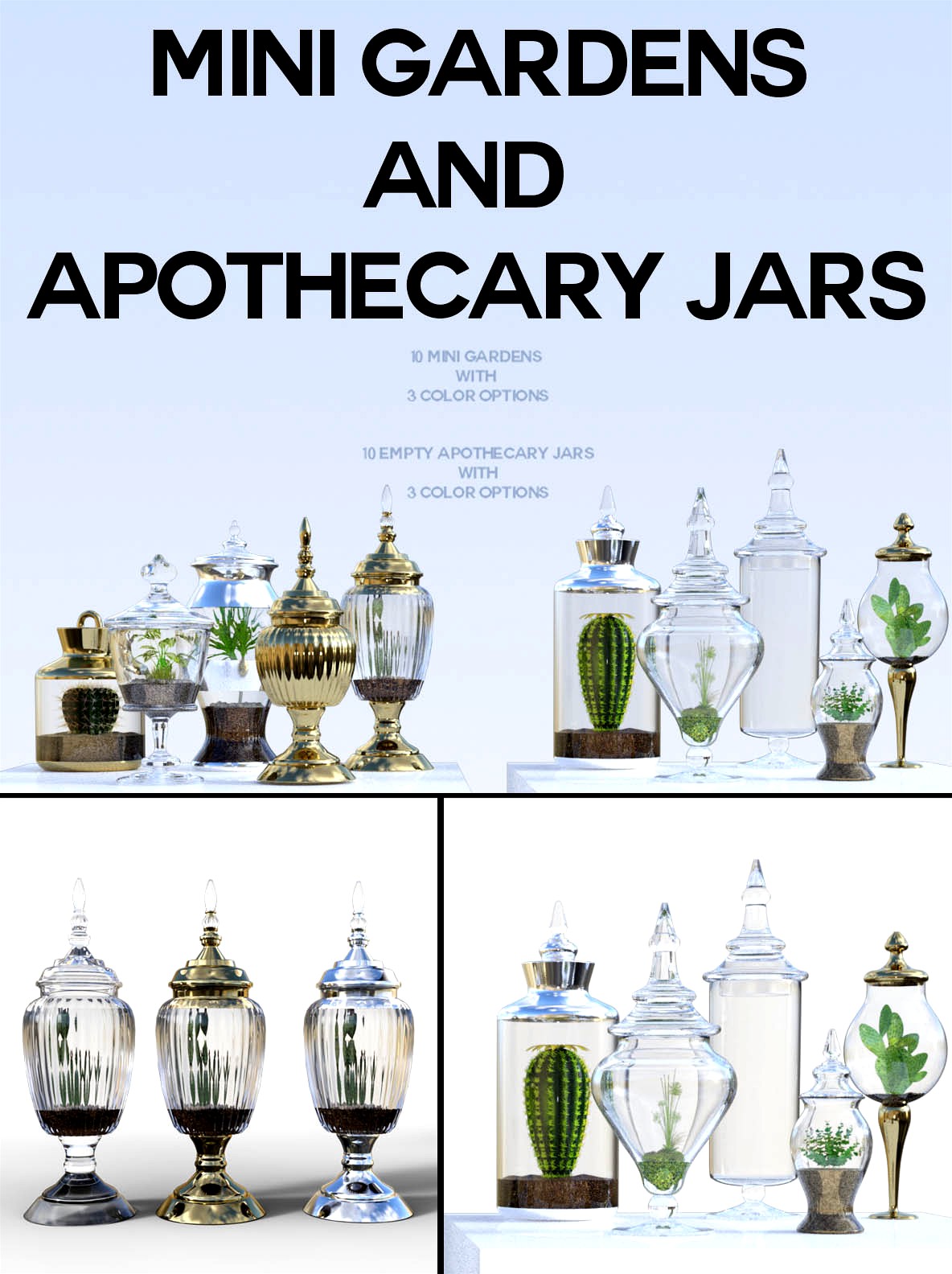 Mini Gardens and Apothecary Jars for Daz Studio