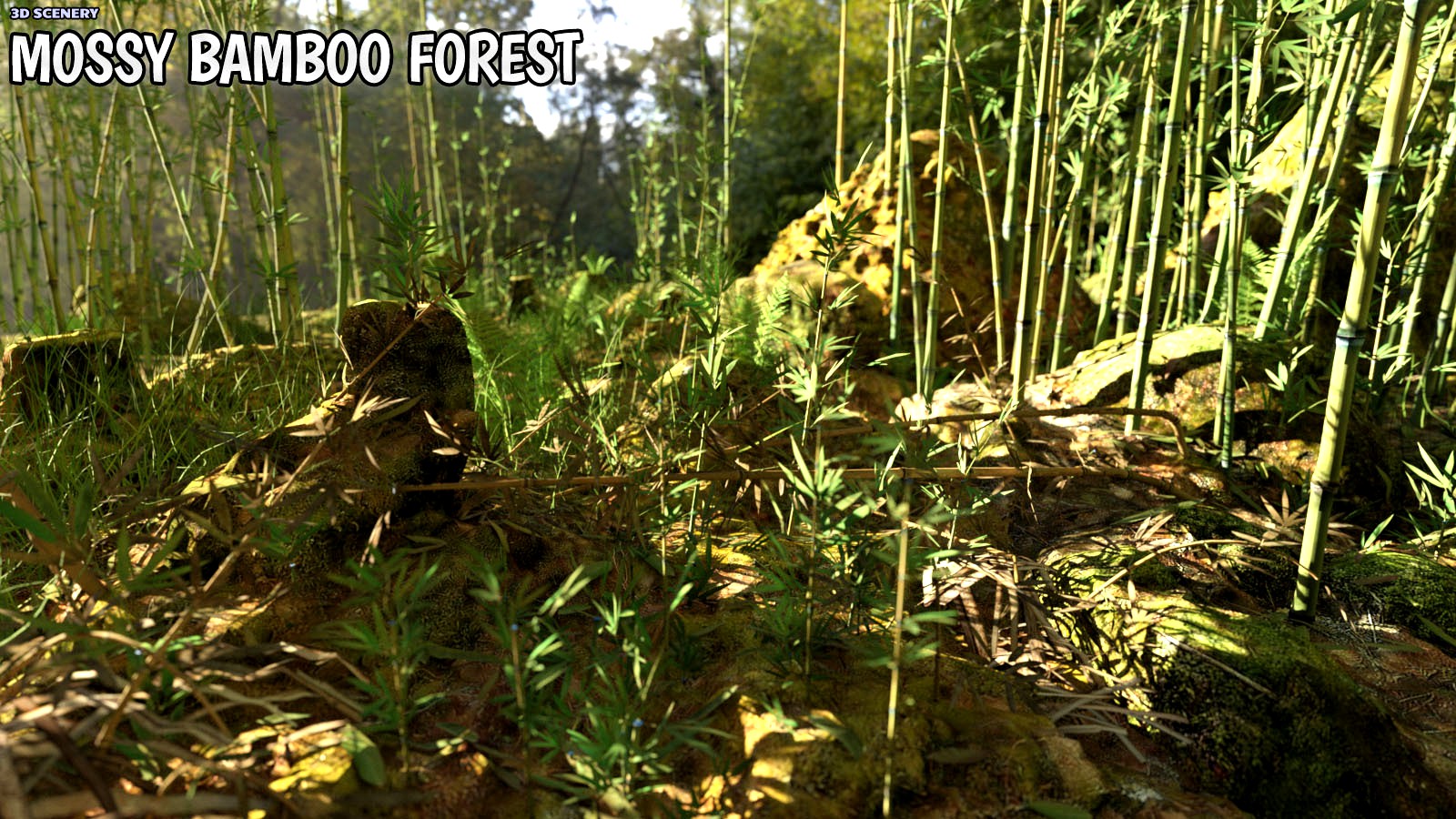 3D Scenery: Wild Mossy Bamboo Forest