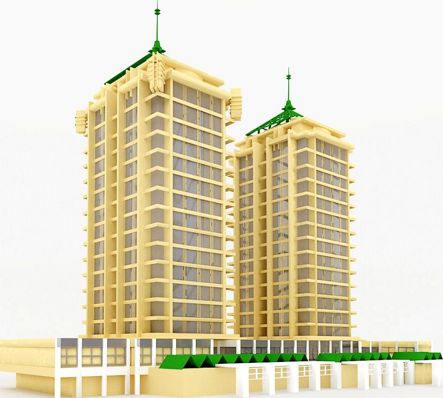 Apartment Building in 3ds and obj format - Extended License