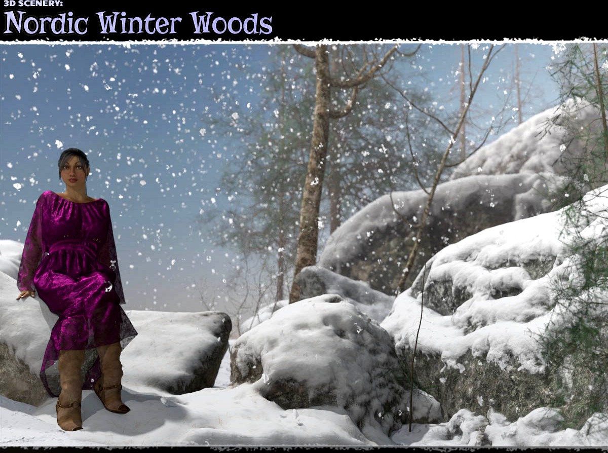 3D Scenery: Nordic Winter Woods - Extended License