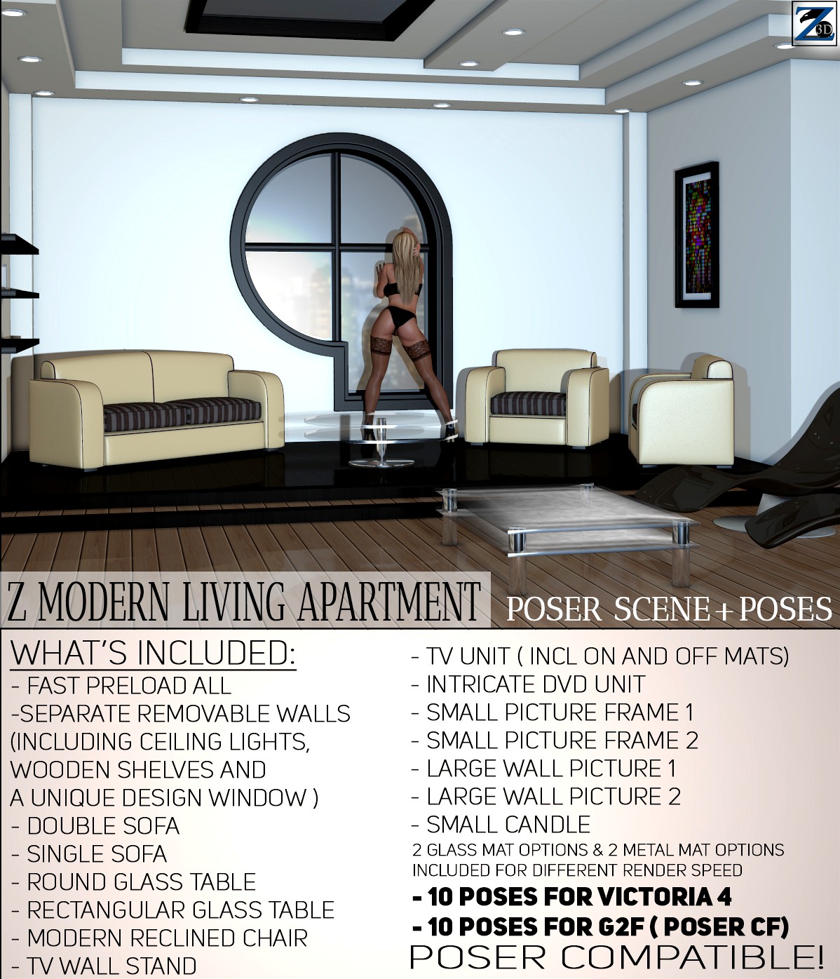 Z Modern Living Apartment + Poses - Poser