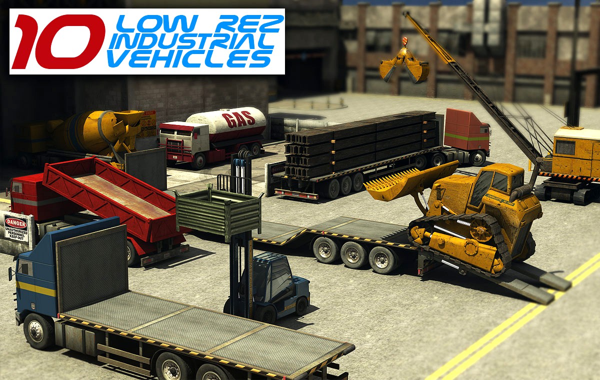 10 Low Rez Industrial Vehicles - Extended License