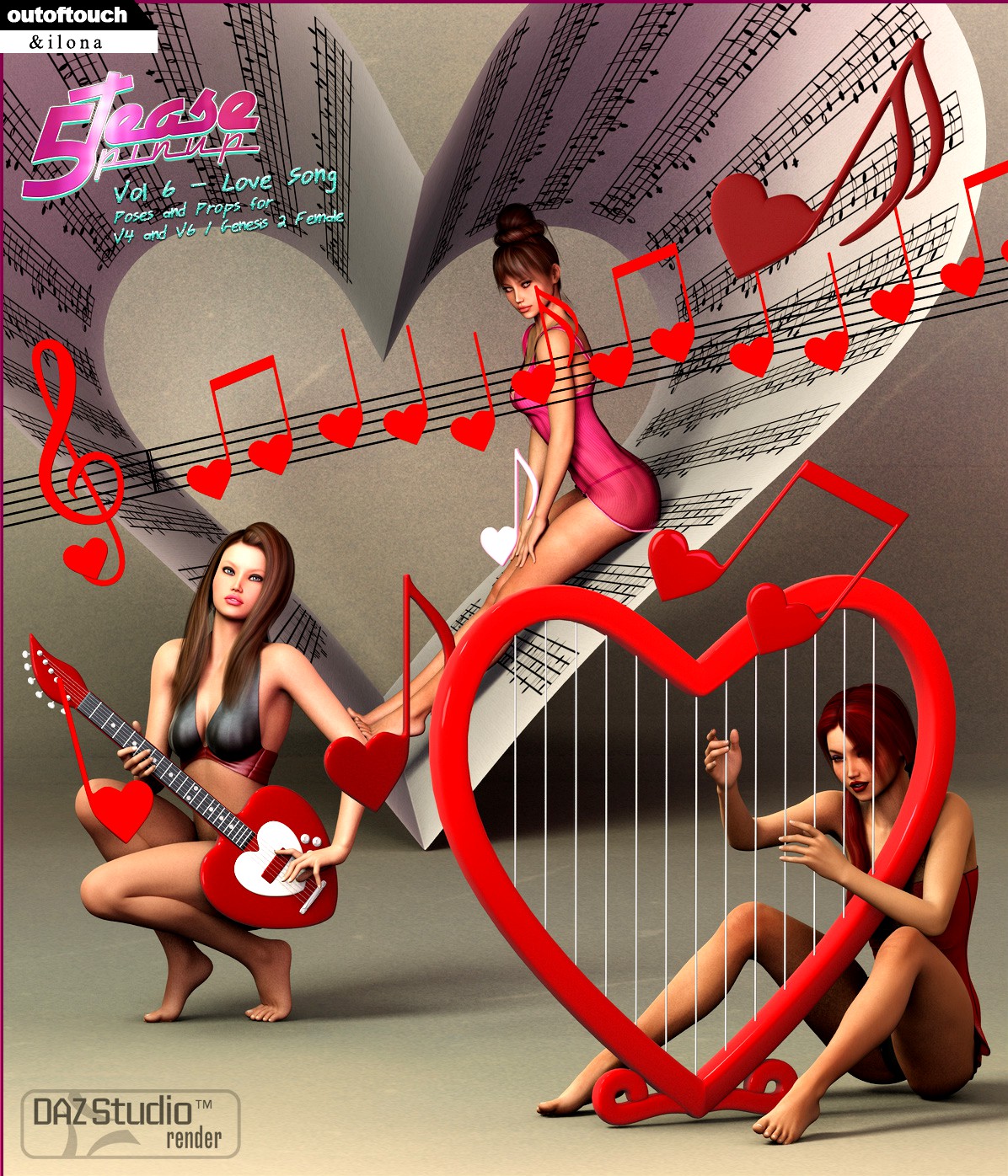 5TEASE PinUp Vol 6: Love Song - Poses and Props for V4, V6 &amp; G2F