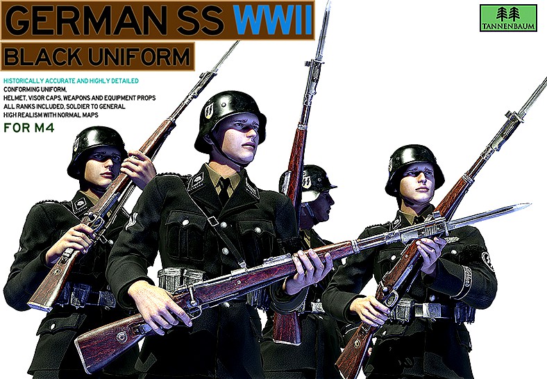 German SS Black Uniform WWII - Extended License