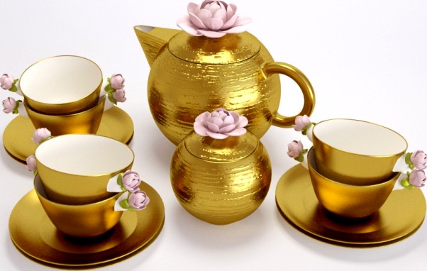 чайный сервиз Porcellane Villari золотой