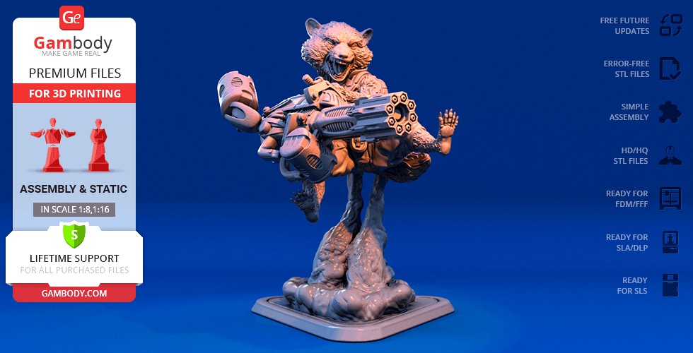 Rocket Raccoon 3D Printing Figurine | Assembly