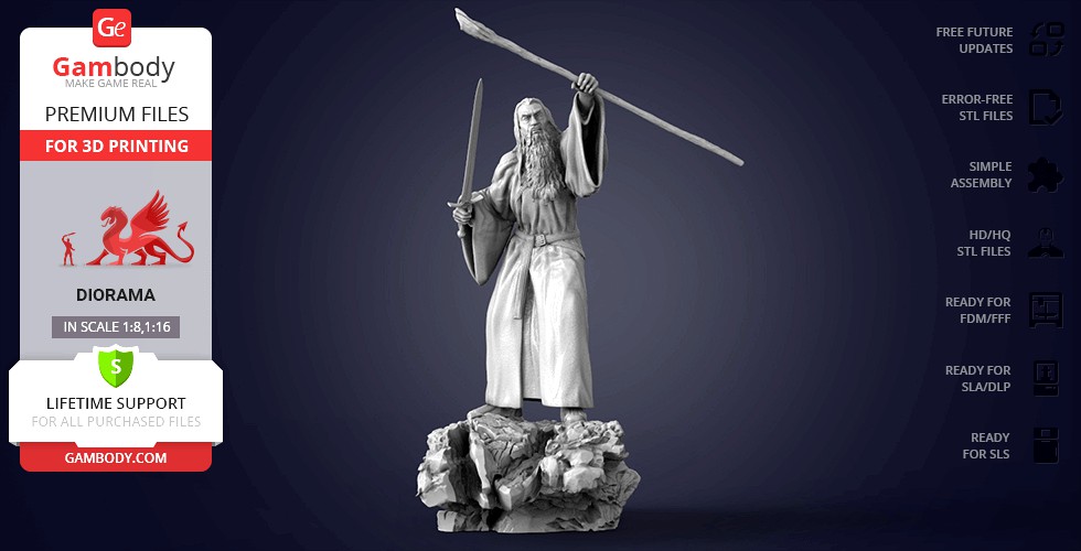 Gandalf the Grey 3D Printing Figurine in Diorama | Assembly