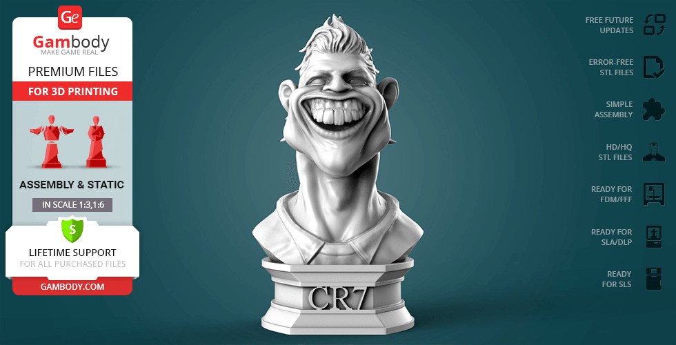 Ronaldo Сaricature Bust 3D Printing Figurine | Static