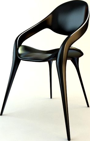 Black Plastic Chair Stackable 3D Model