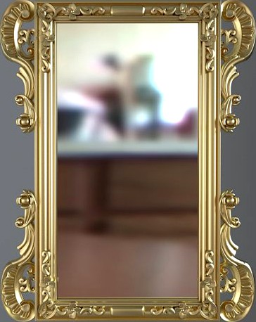 Gold Rectangular Wall Mirror 3D Model