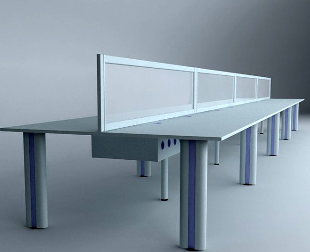 Long Workstation Desk 3D Model