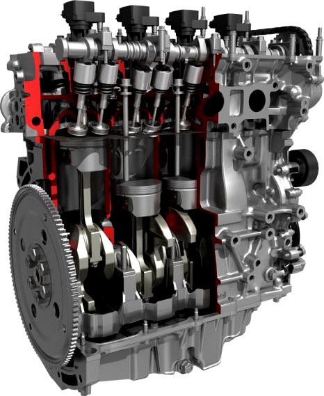 4 Cylinder Engine Block Cutaway 3D Model
