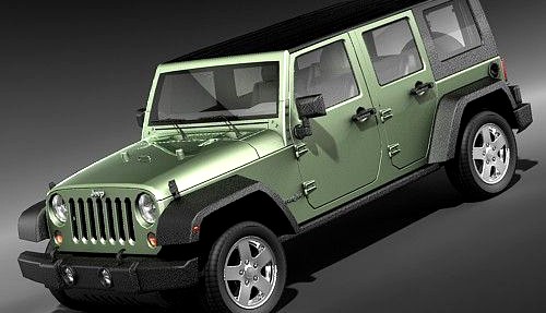 Jeep Wrangler 4door midpoly 3D Model