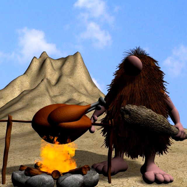 Cartoon Caveman Character Rigged 3D Model