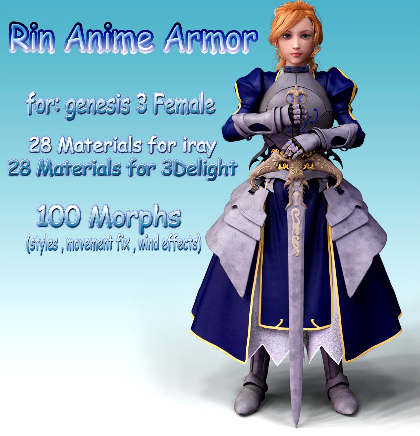 Rin Anime Armor for G3F - Extended License