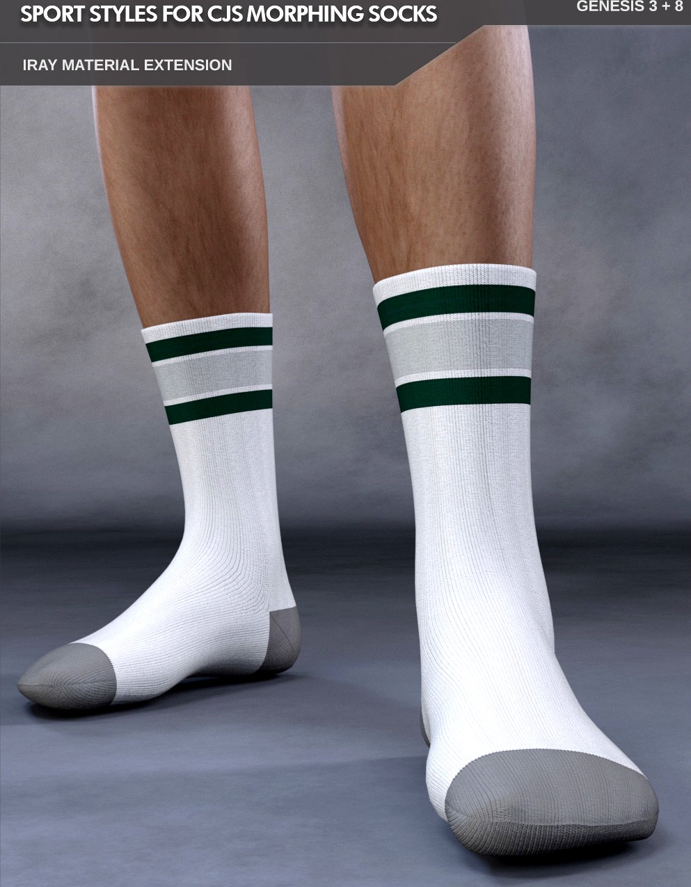 Sport Socks Add On for CJ Morphing Socks for Genesis 8 and 3