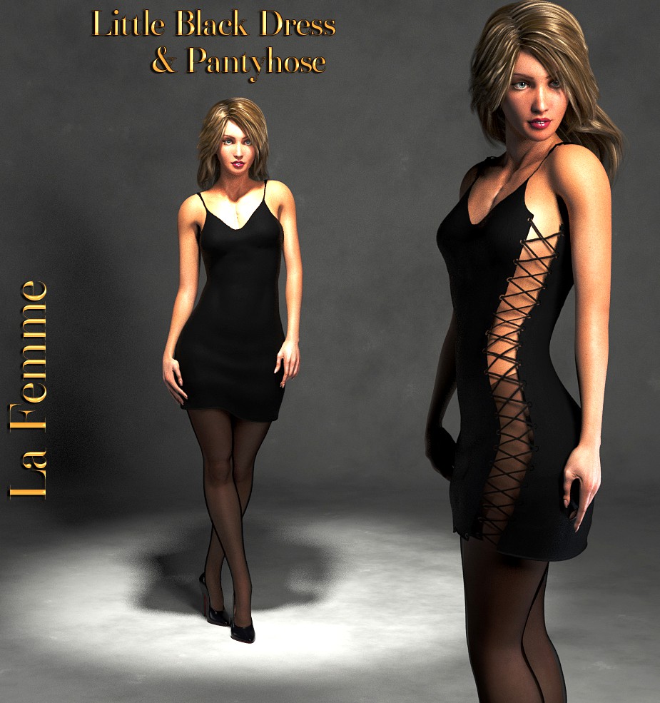 La Femme Little Black Dress and Stockings