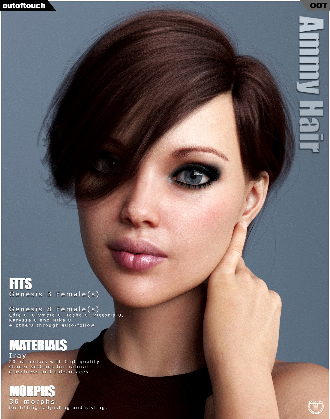 Ammy Hair for Genesis 3 and 8 Females