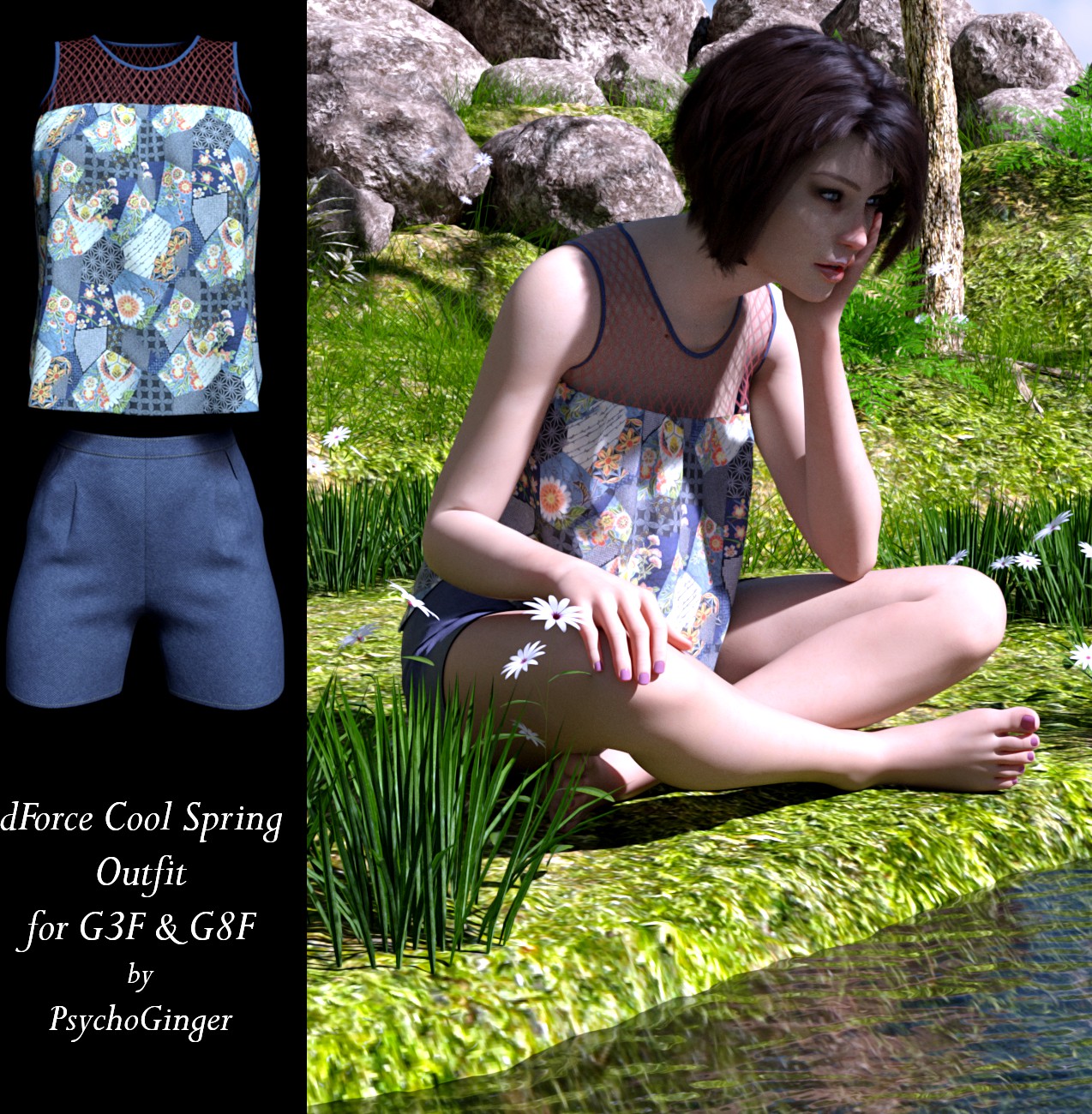 dForce Cool Spring Outfit for G3F & G8F