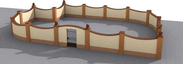 Fences Walls with door 3D Model