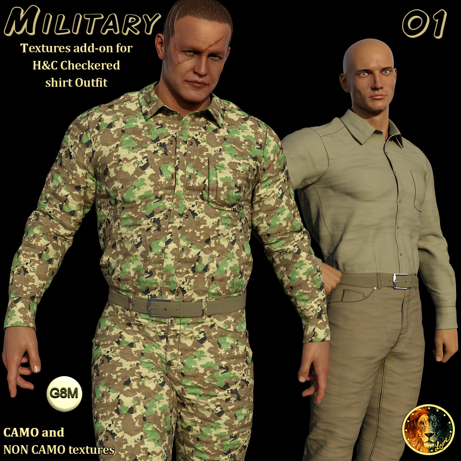 Military 01 for H&C Checkered Shirt Outfit for G8M