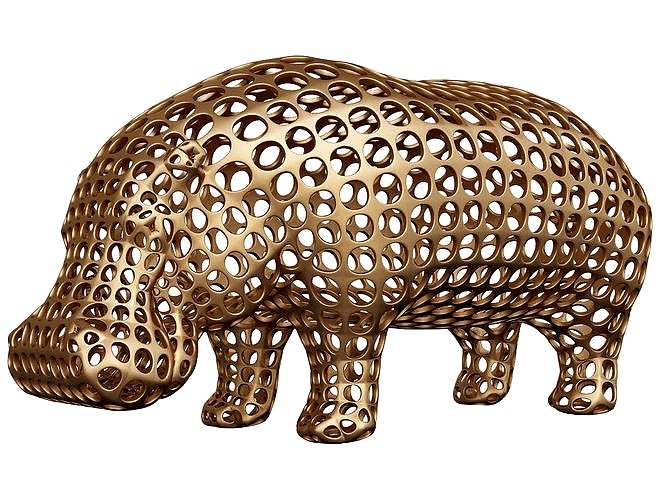 Hippopotamus Voronoi Wireframe | 3D