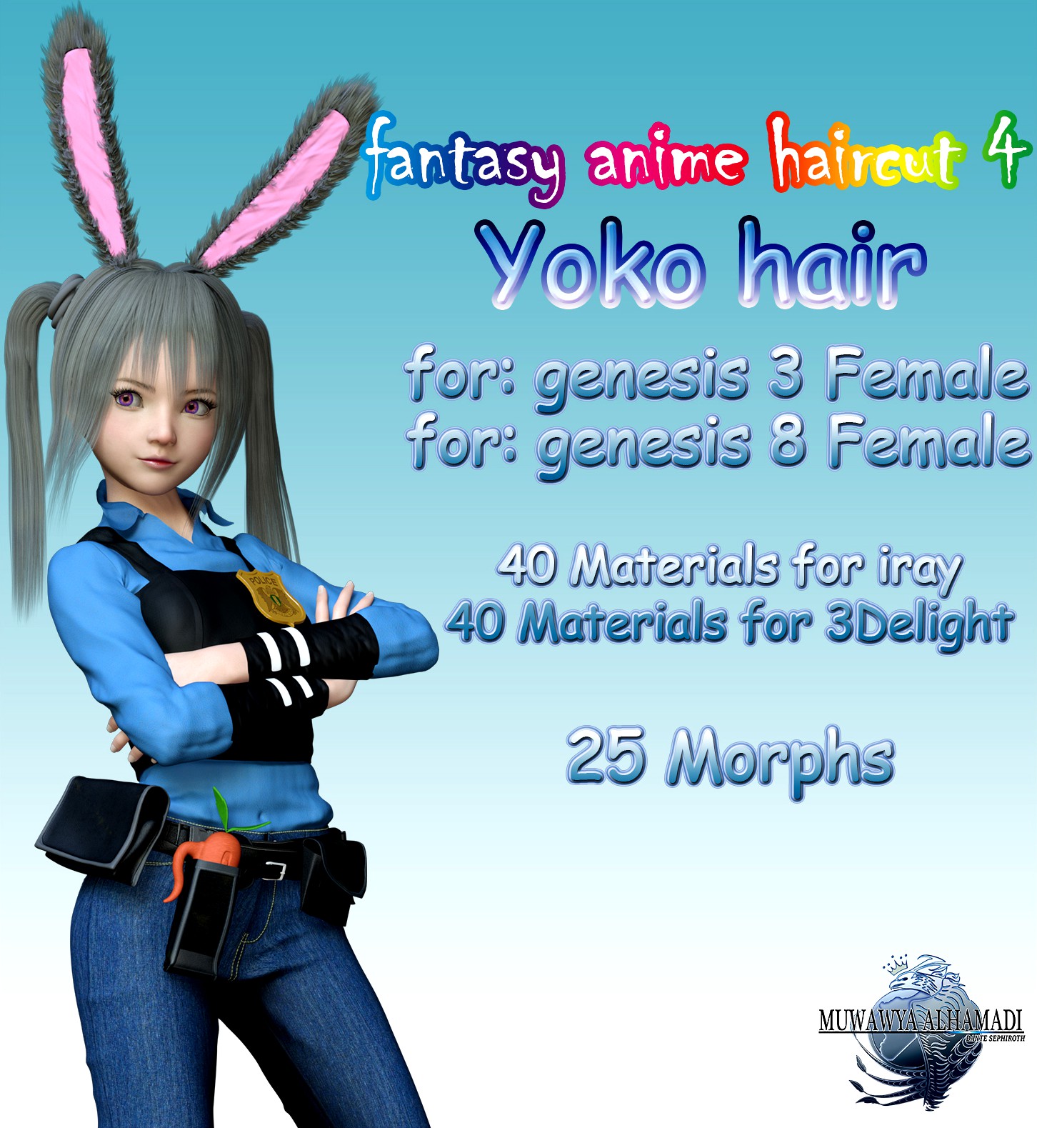 Fantasy Anime Haircut 4 _Yoko Hair_ for G3F G8F