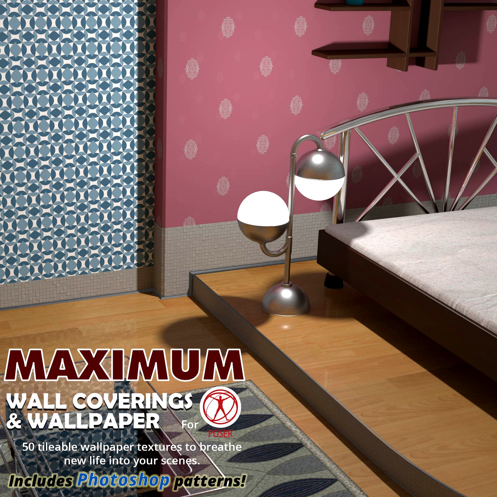 Maximum wall coverings and wallpaper for Poser