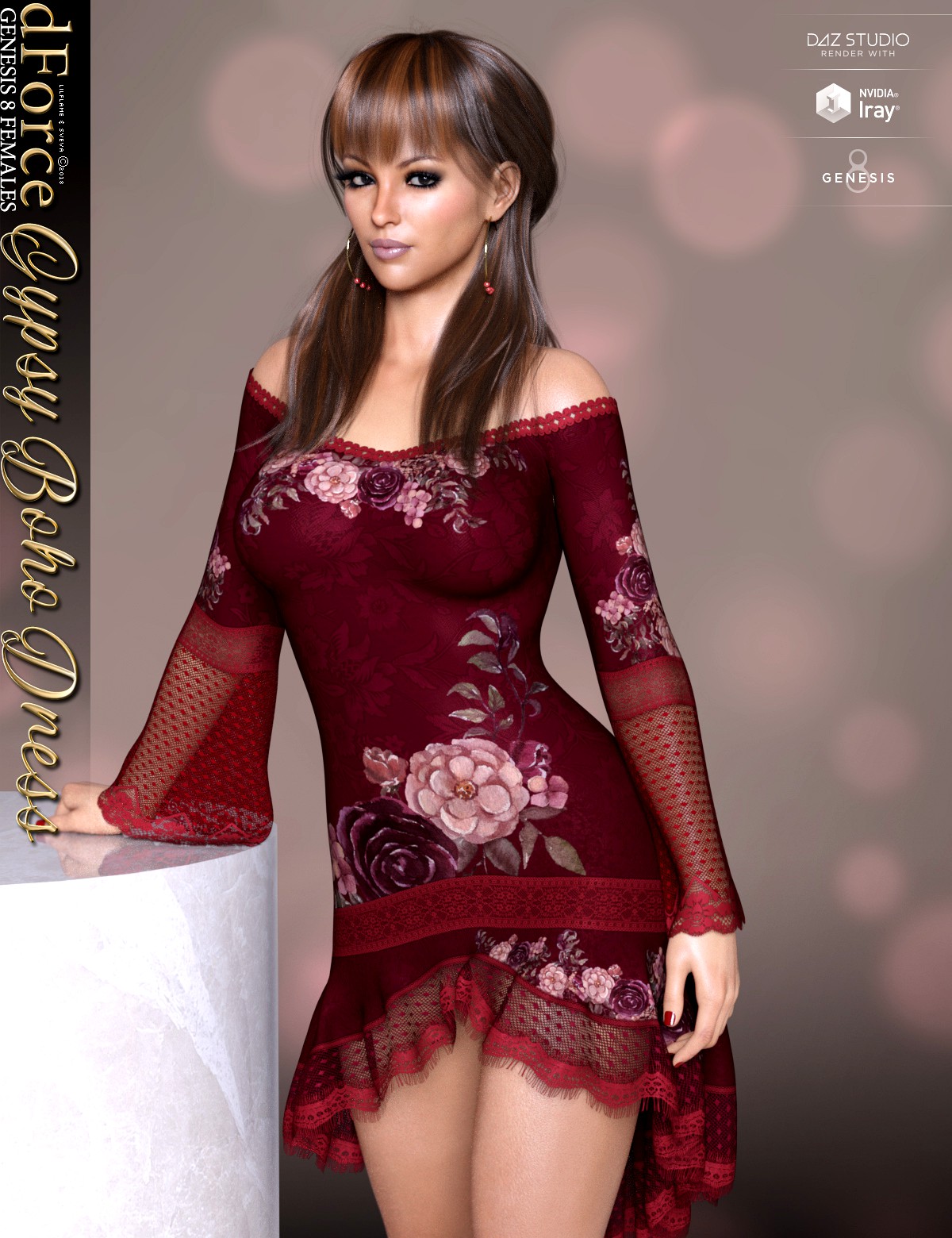 dForce Gyspy Boho Dress for Genesis 8 Females