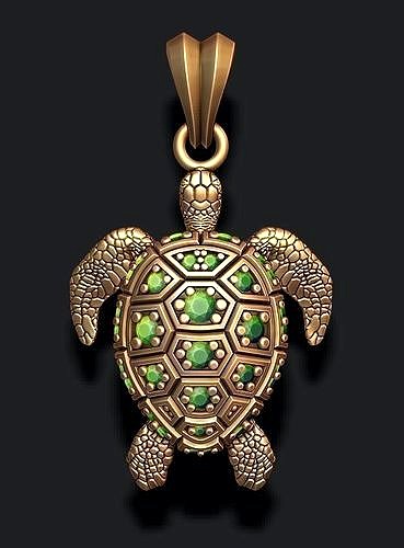 turtle pendant with gems | 3D