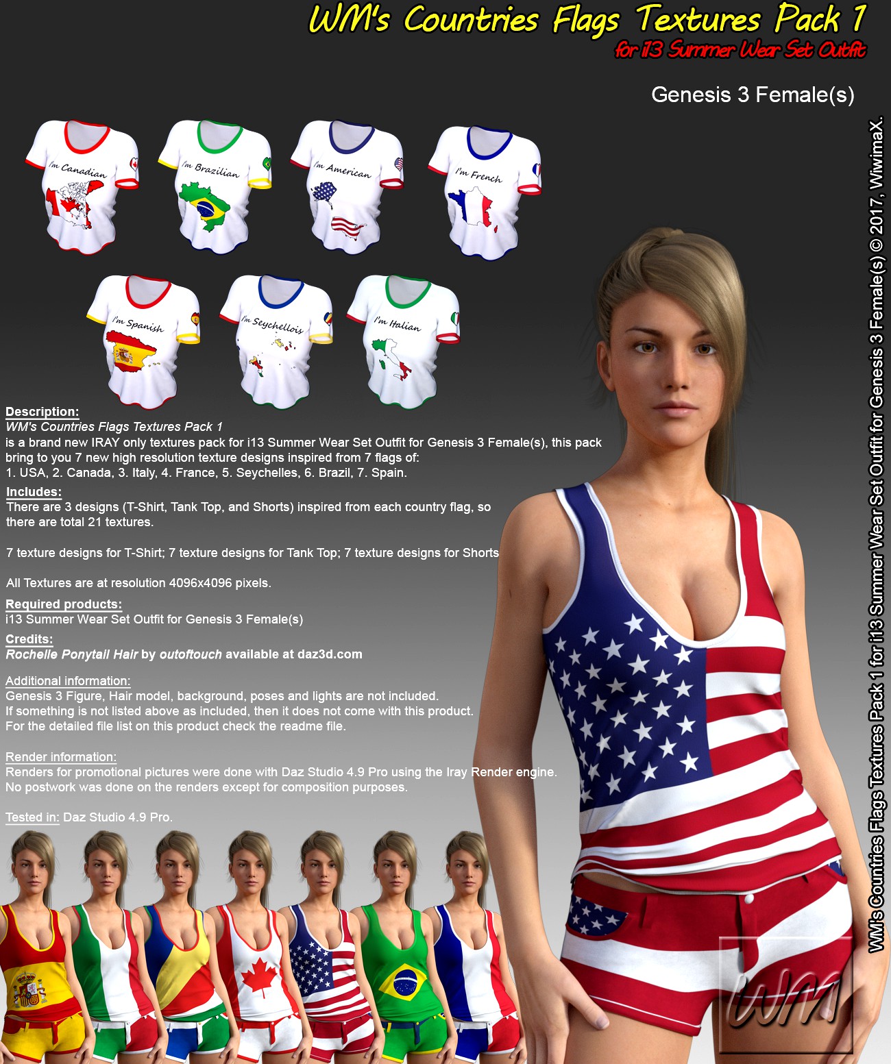 WM's Countries Flags Textures Pack 1  for i13 Summer Wear Set Outfit