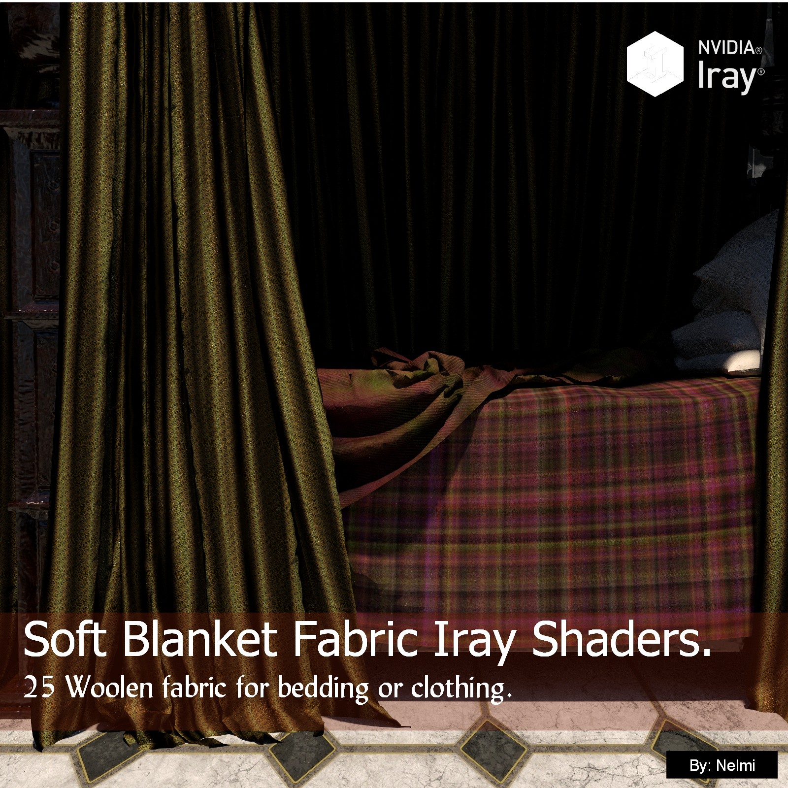 Soft Blanket Fabric - 25 Iray Shaders for Daz Studio